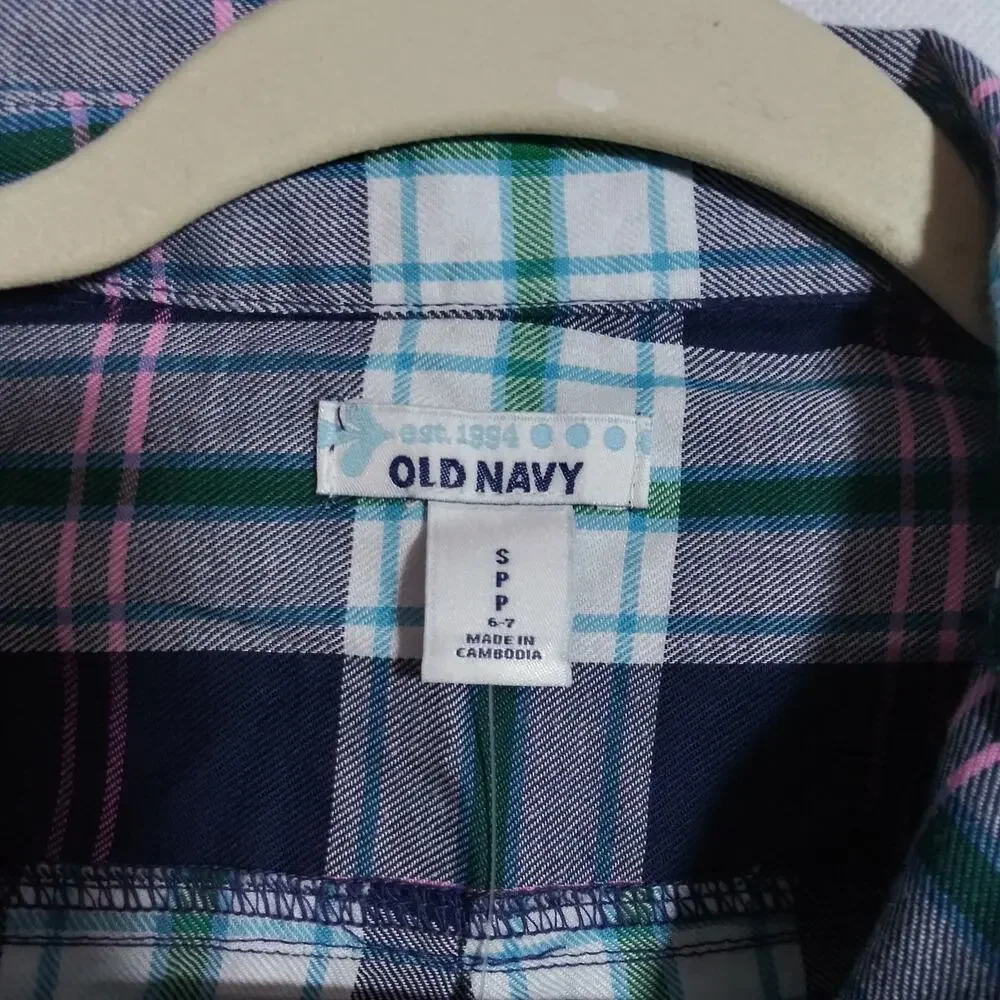 Old Navy Plaid Shirt Dress Casual Popover Girls Size S